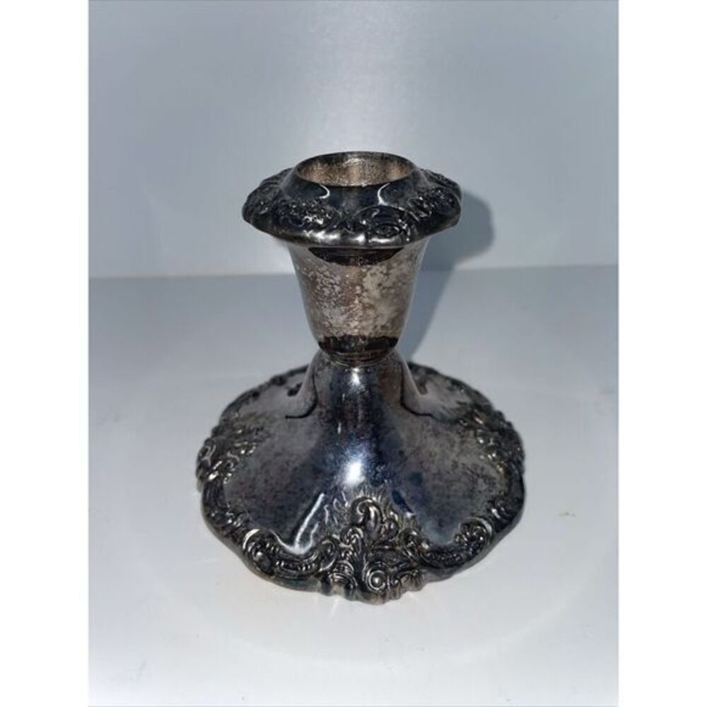 Vintage‎ Baroque by Wallace 750 Ornate Candlestick Holder 4" Silver Plate